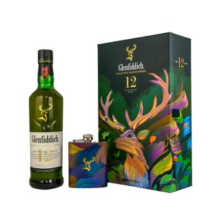 Glenfiddich - 12 years old im Geschenkset mit Hip-Flask  (SONDERPREIS)